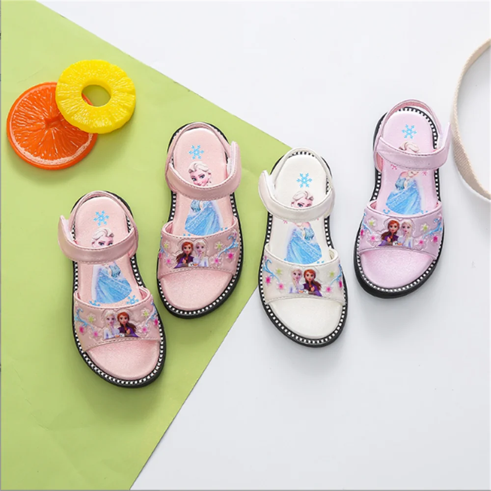 

2022 summer new girls sandals fashion cartoon big children 5D children's shoes Frozen princess shoes beach shoes