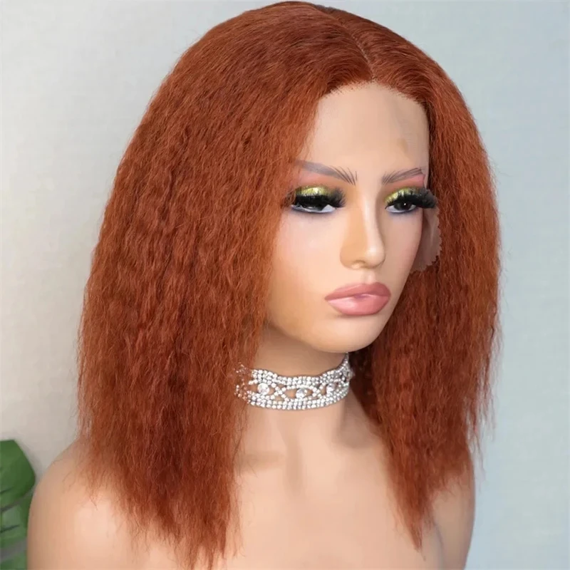 Оранжевый имбирь мягкий 26 дюймов длинный курчавый Yaki прямой синтетический