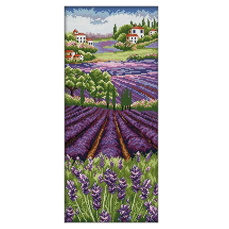 

Lavender Champaign Pattern Cross Stitch Kits DIY Handmade Needlework 14CT Canvas Embroidery Set Home Decor