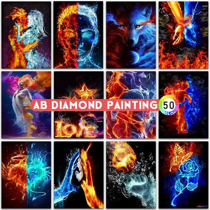 

Набор для алмазной живописи AB с изображением пейзажа пламени животных волка цветка любви бабочки полная квадратная круглая вышивка мозаик...