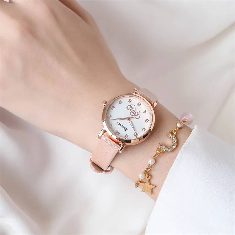 Часы Macaron женские кварцевые с мультяшным сердцем и циферблатом модные