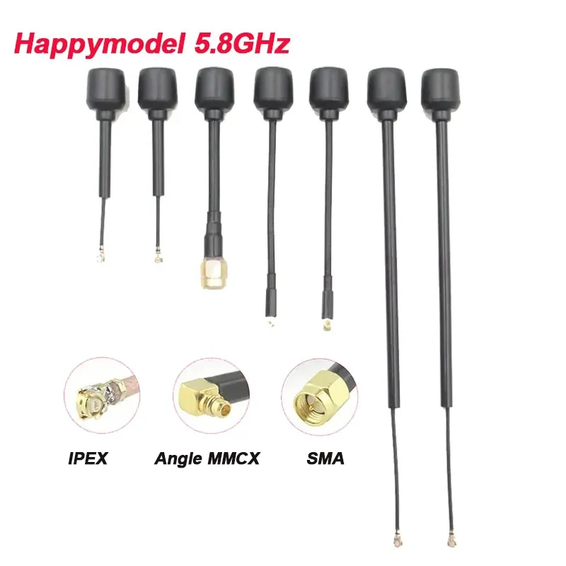 Happymodel 5,8 ГГц Lollipop Omni, круговая поляризованная антенна RHCP LHCP, черная антенна, 2,5 дБи UFL / SMA/MMCX, угол для гоночных дронов с видом от первого лица