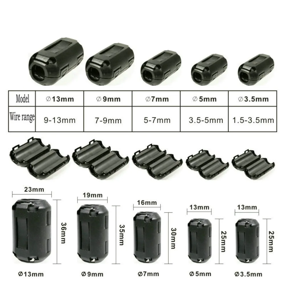 Магнитная Катушка С Черным Кольцевым Сердечником EMI RFI Зажим Для Шумоподавления