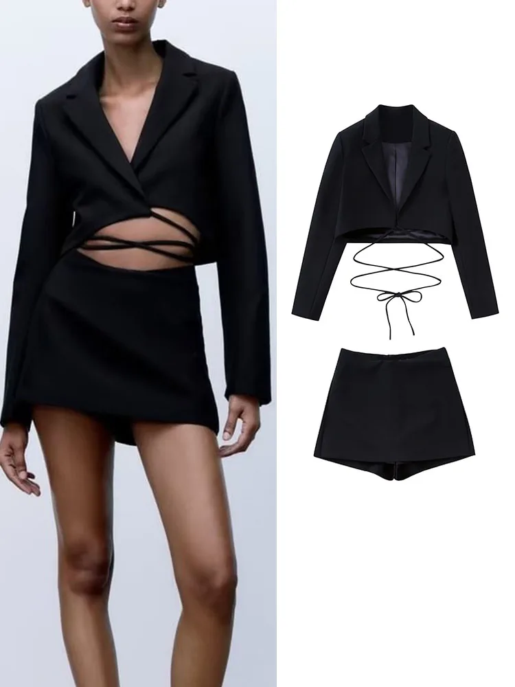 

Женский короткий Блейзер TRAF, модная простая классическая офисная куртка, элегантная бандажная верхняя одежда, осень 2022