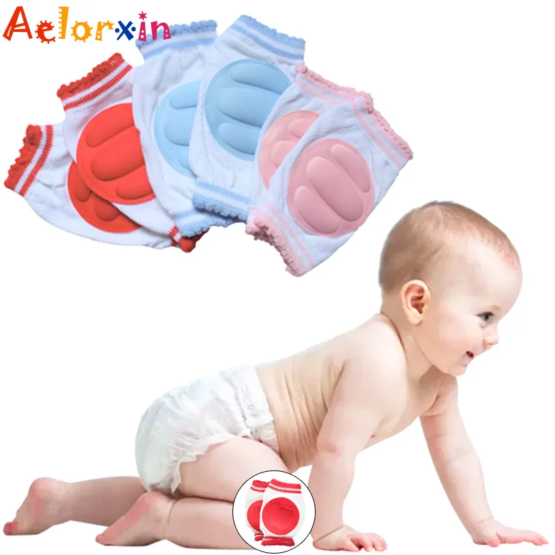 

Babys Non-slip Baby Girls Boys Knee Pads Protector Crawling Elbow Kneepad Terry Thick Mesh Breathable Warmers Cotton