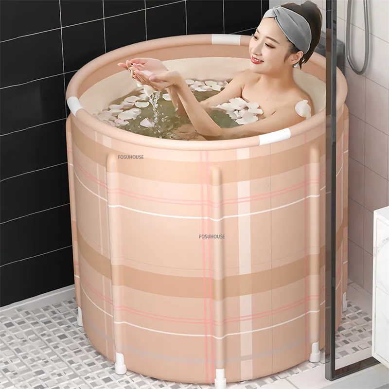 

Small Apartment Bathroom Foldable Bathtub Homehold Portable For Adults Round Bath Barrel Hot Sauna Artifact