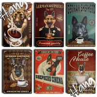 metal vintage tin sign german shepherd dog drink coffee for kitchen home bedroom cafe pet shop wall decor gifts for dog lover
