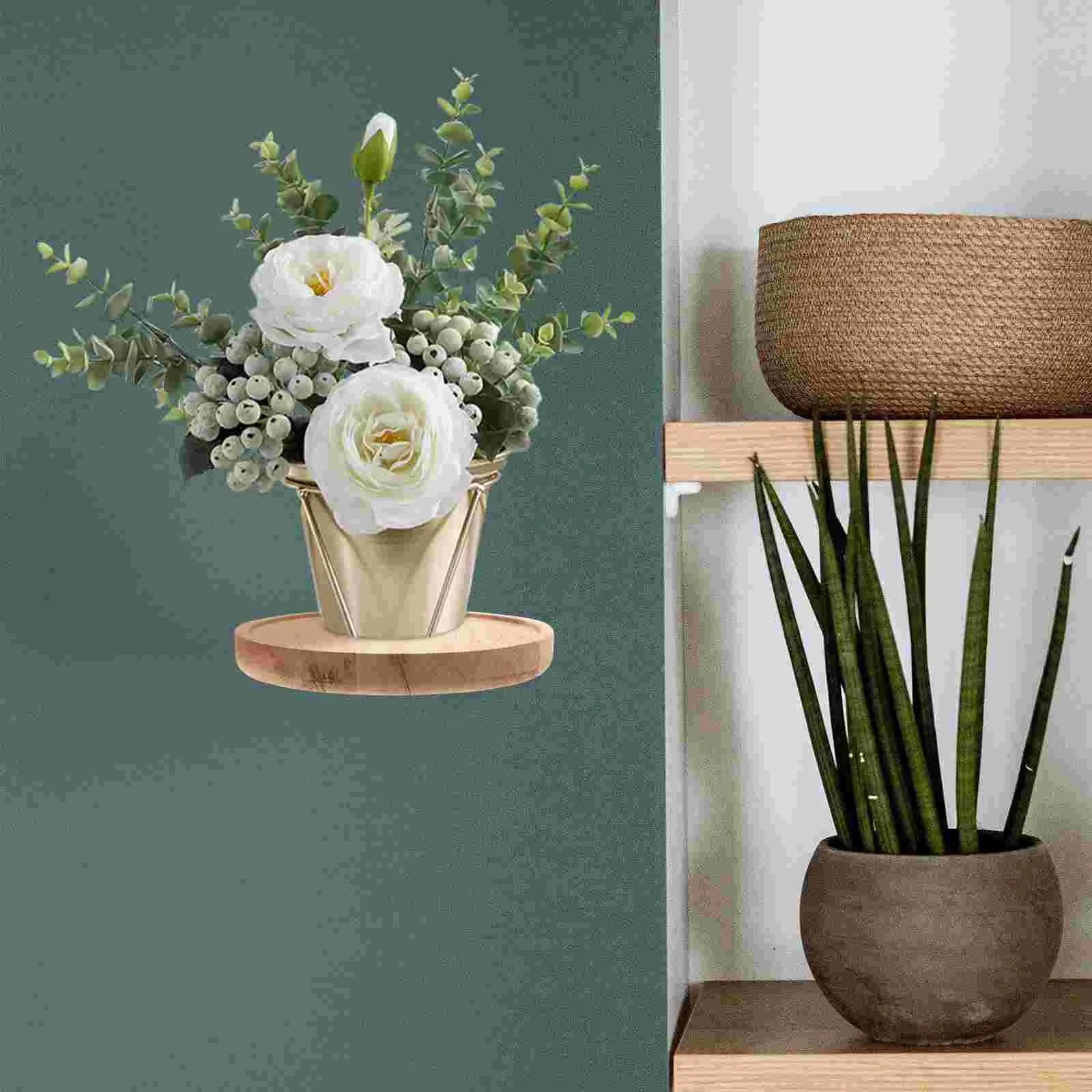 

Round Floating Shelves Solid Oak Deep Wall Diameter Circle Small Plant Bedroom Living Room Kitchen Decor