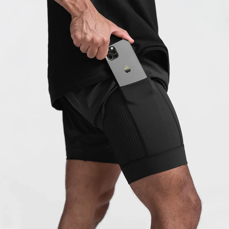 

Men's running shorts breathable quick-drying double-layer sports shorts gym fitness training five-point pants jogging shorts men