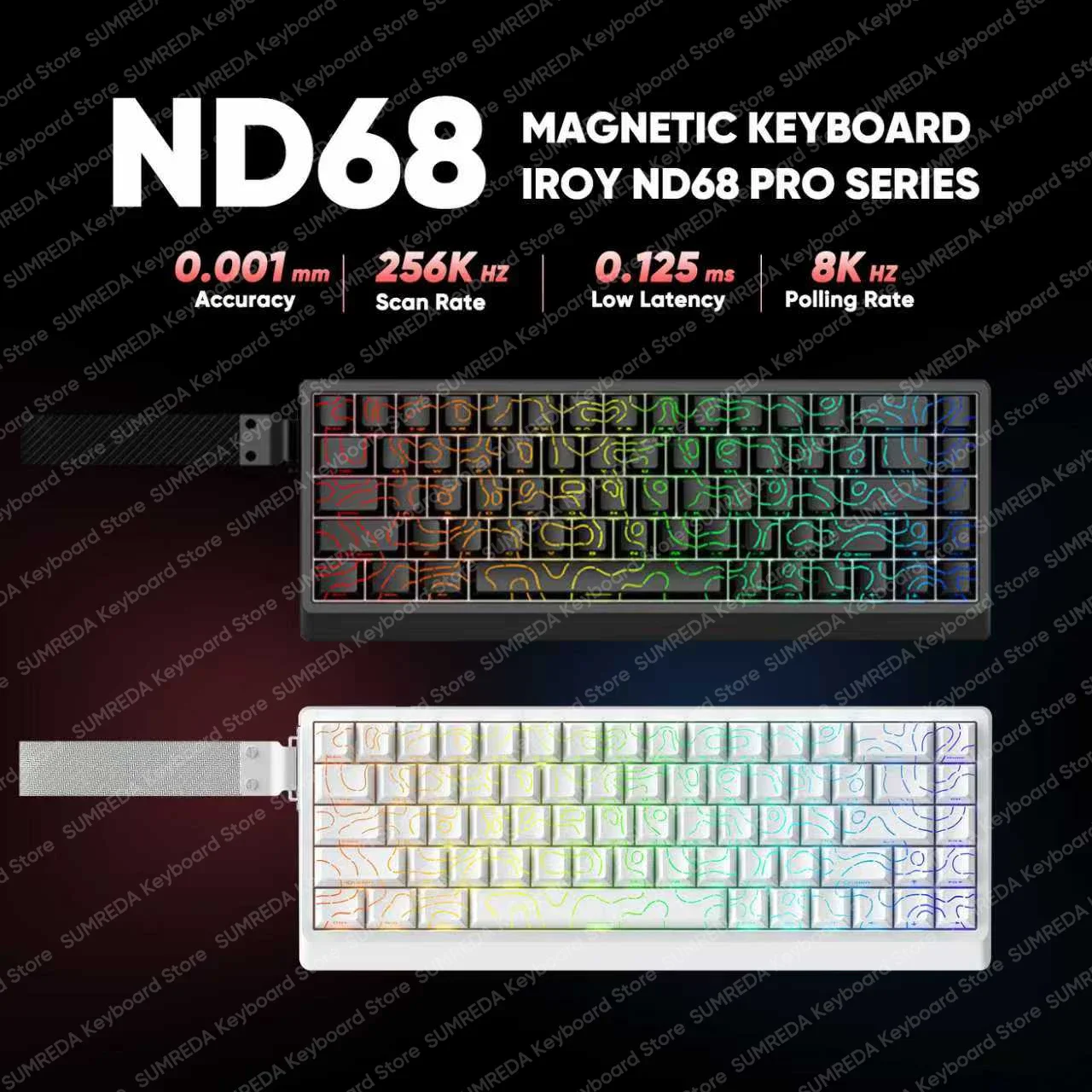 Фото IROK ND68 ND68Pro Магнитный переключатель с эффектом Холла Механическая клавиатура 68% раскладка RT0.001mm 8K RGB ПРОКЛАДКА Проводная игровая клавиатура Подарки №2