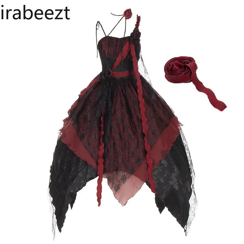 Платье с регулируемыми бретельками и асимметричным подолом в стиле пэчворк