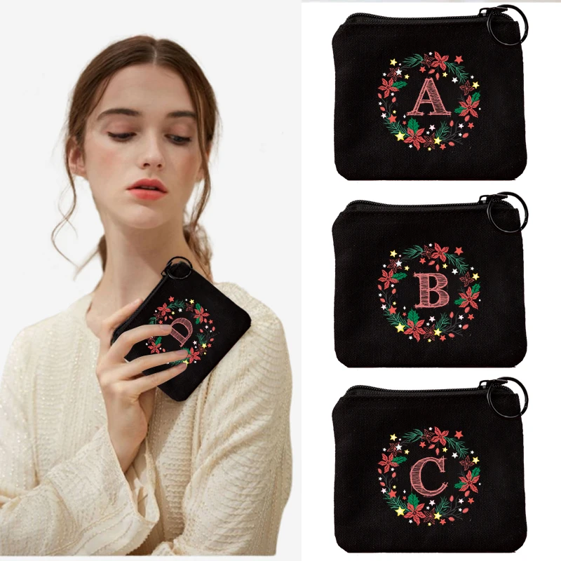 

Women Canvas Coin Purse Letter Print Coin Money Card Holder Wallet Case Zipper Key Storage Pouch for Kid Gift Wholesale Purses