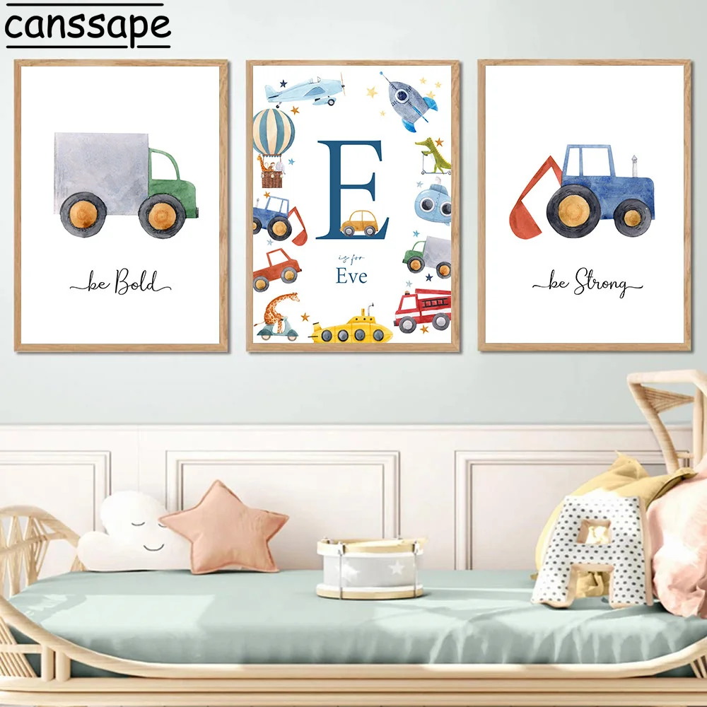 Настенные плакаты с именем на заказ алфавит холст плакат самолет художественная