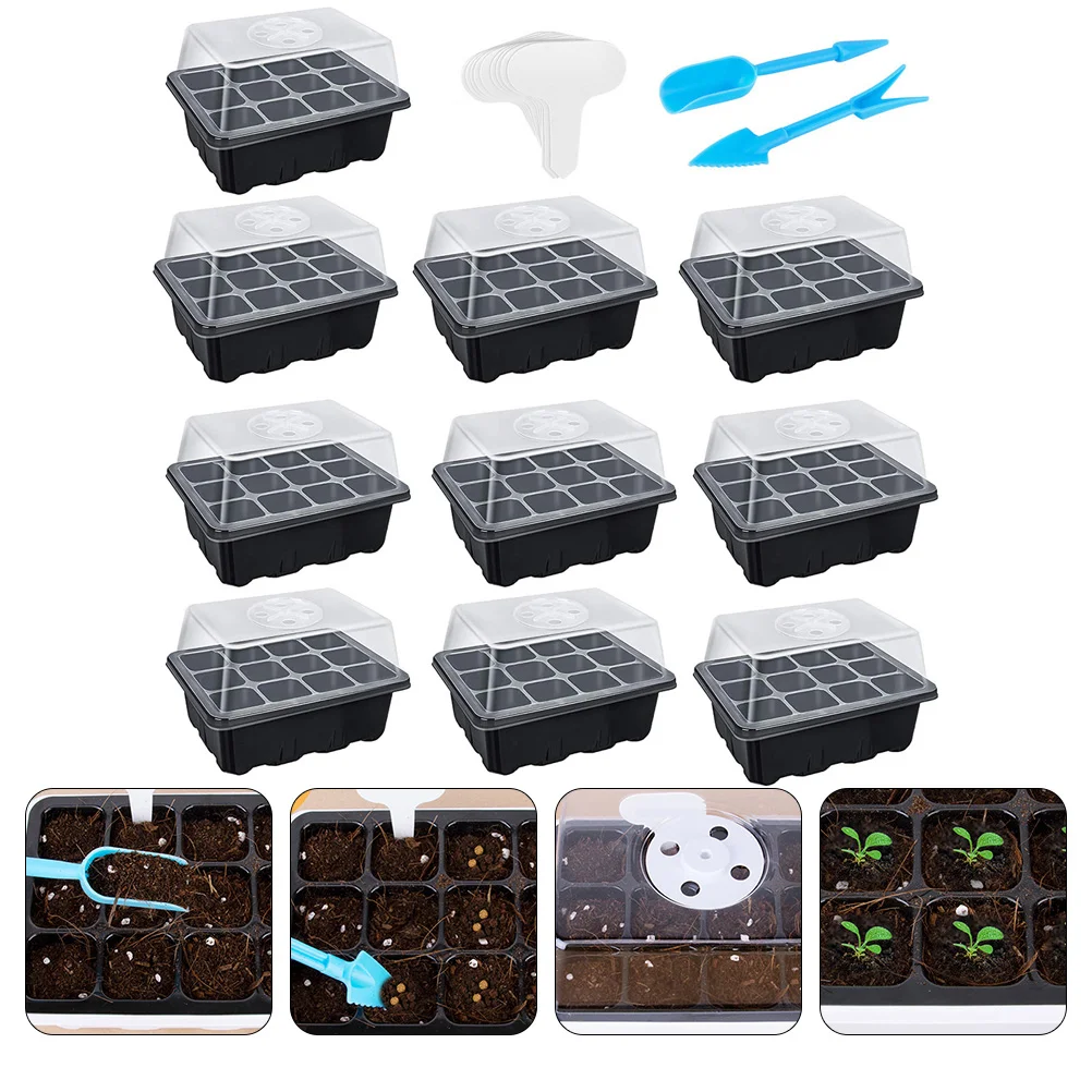 

1 Set Useful Planting Tool 12-hole Germination Box Durable Plant Nursery Box