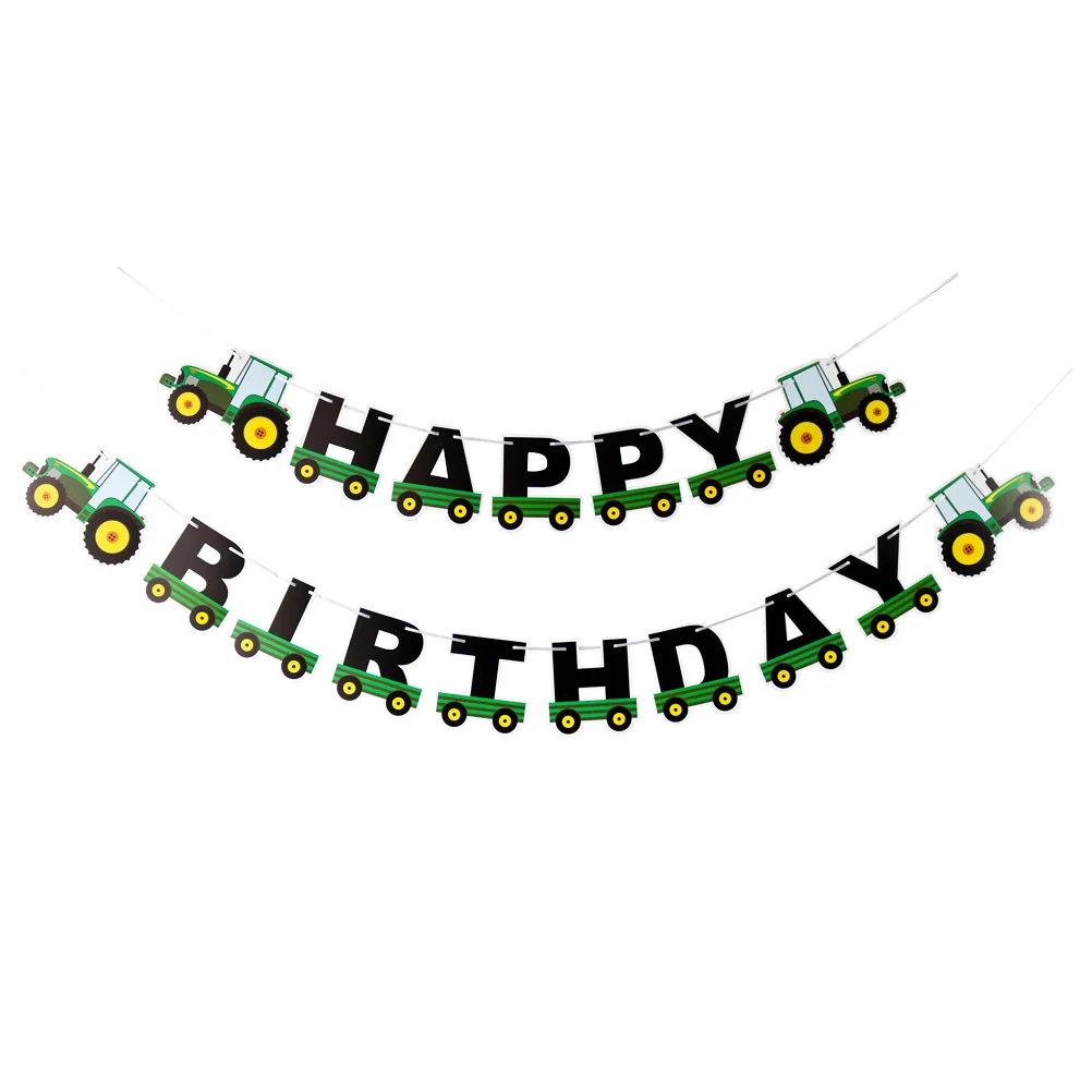 

Tractor Birthday Banner Tractor Garland Bunting for Tractor Birthday Party Supplies Decorations (Green)
