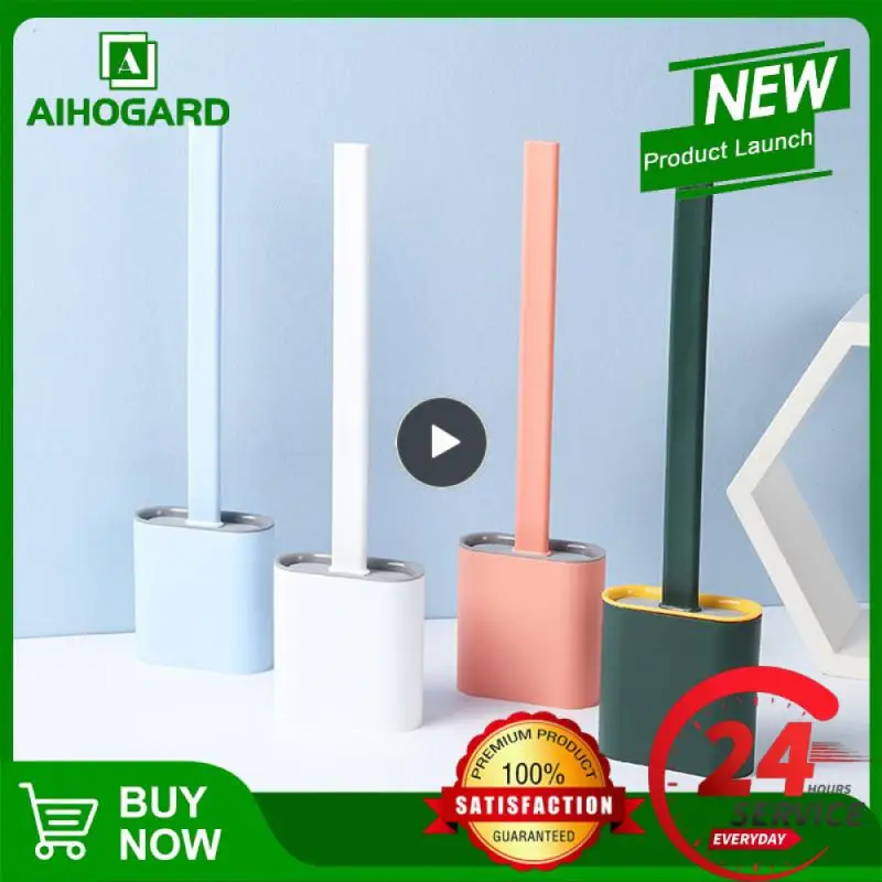 

Toilet Brush Silicone Wc Cleaner Toilet Brush No Dead Toilet Cleaning Brush Flat Head Flexible Soft Bristles Brush With Holder