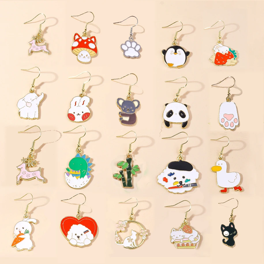 Фото Aihua Cute Enamel Animals Earrings Lovely Cat Paw Duck Unicorn Panda Drop Earring for Women Girls Birthday Gifts Party Jewelry №2