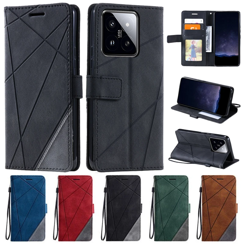 Для Coque Xiaomi 14T Pro Cover Роскошный кожаный чехол-книжка с откидной крышкой для Funda Xiomi