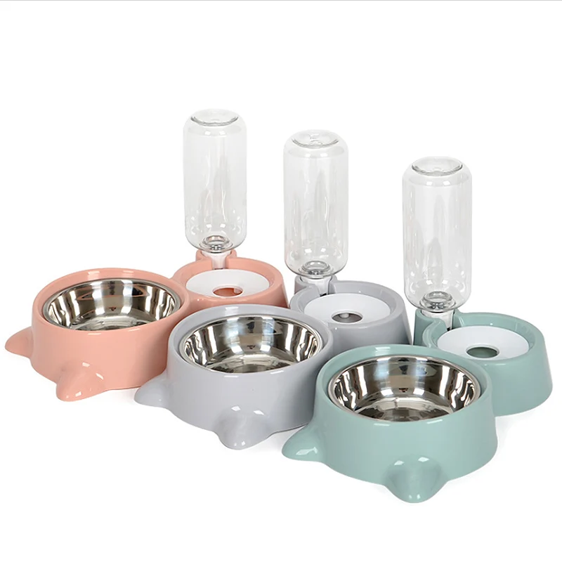 

Automatic Pet Cat dog Feeder Bowls Water Dispenser Kitten Drinking Bowl Dogs Feeder Food Dish Stainless Steel Pet Bowl Goods