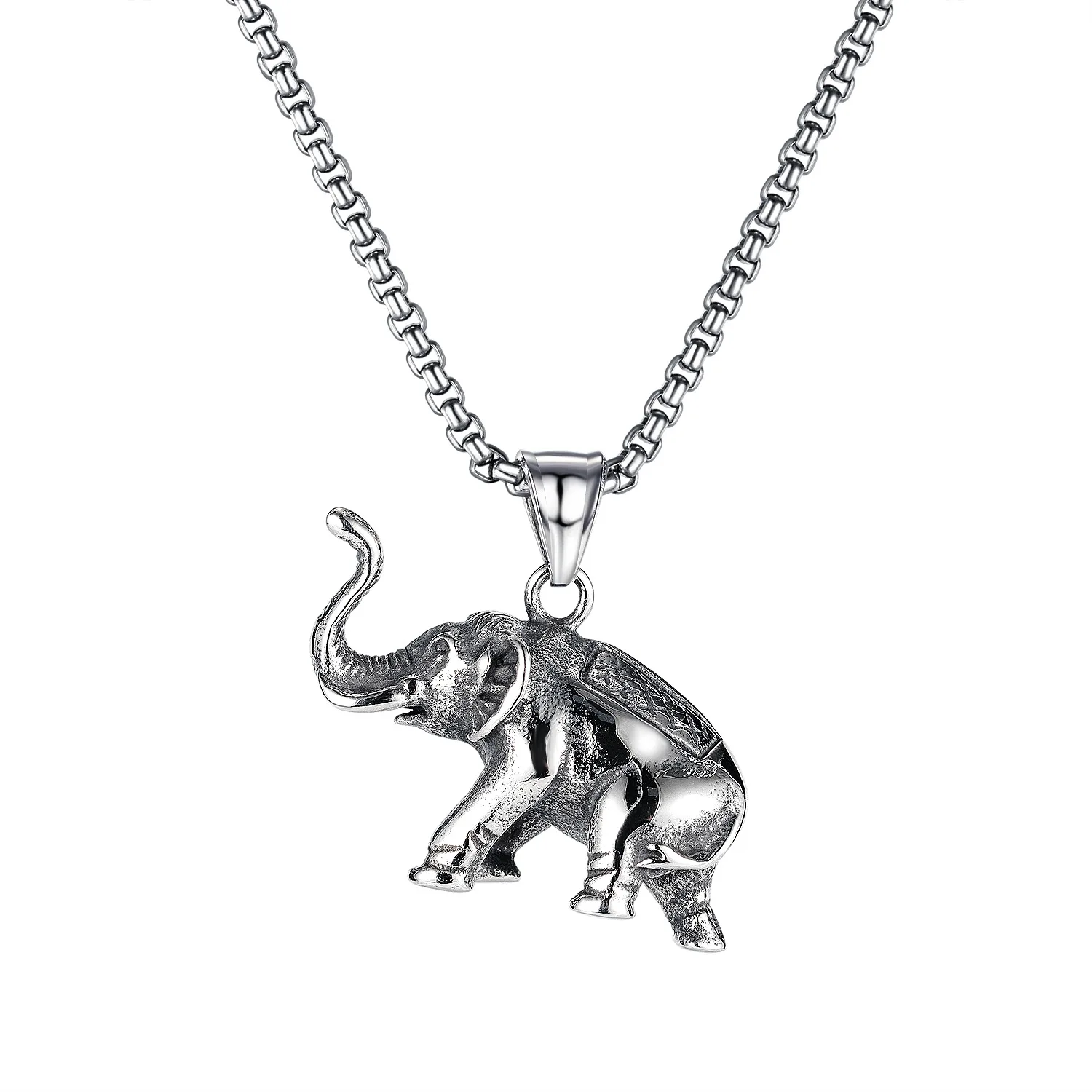 

Hip Fashion Classic Elephant Pendant Titanium Steel Necklace for Men