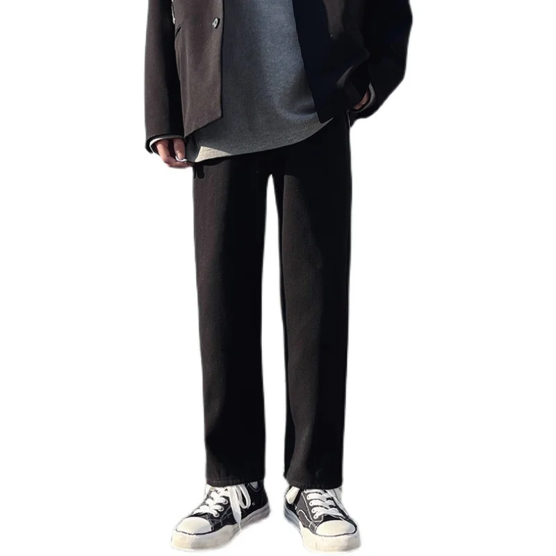 Elastic Waist Jeans Men Fashion Casual Black/Khaki/Beige Straight Jeans Men Streetwear Loose Hip Hop Denim Pants Mens Trousers