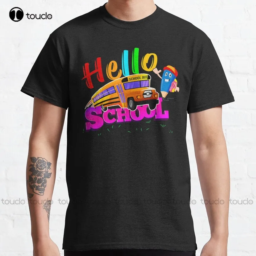 

Hello School Back To School For Teacher Student Classic T-Shirt Woman Shirts Cotton Outdoor Simple Vintag Casual Tee Shirts New