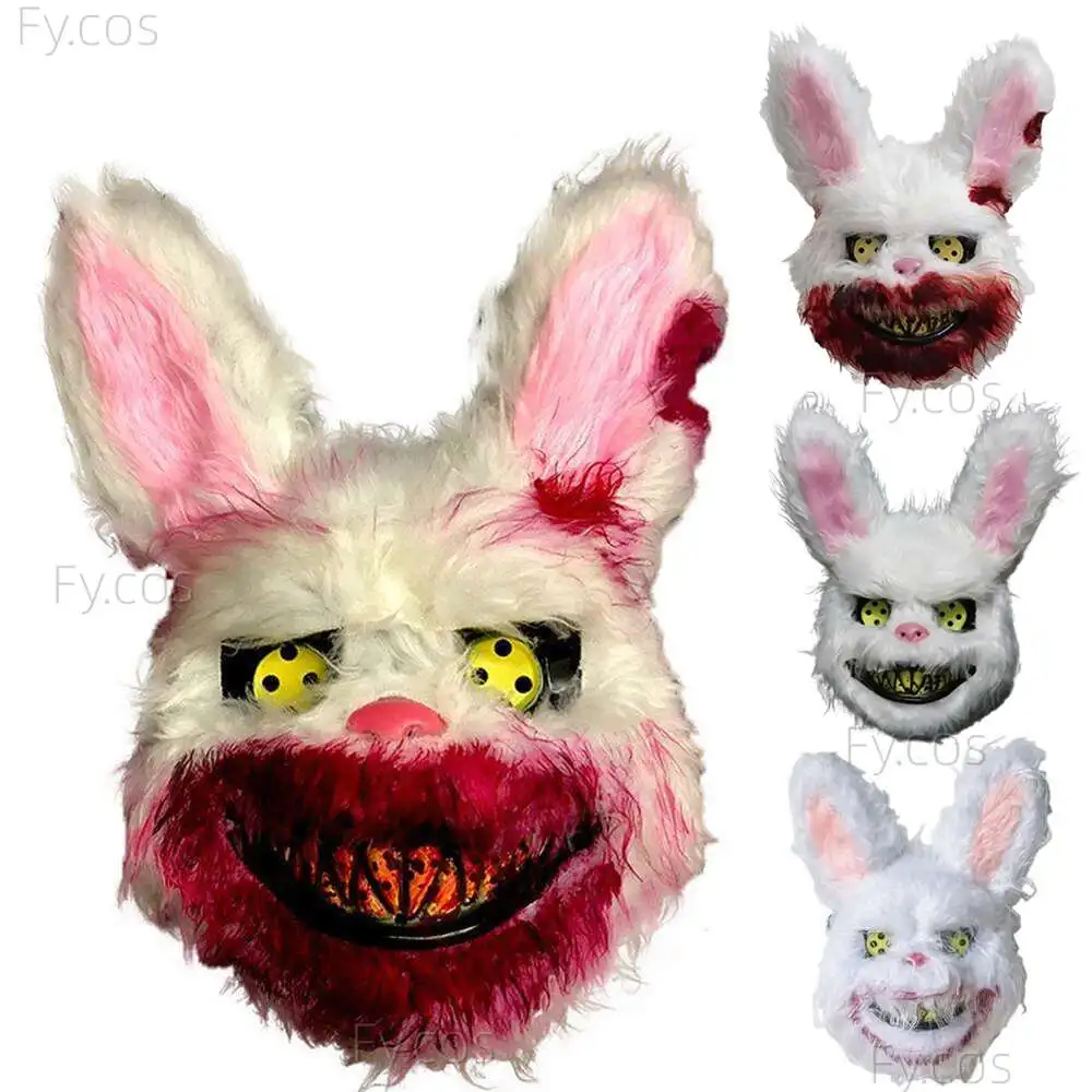 

Страшная Тедди Медведь Кролик кровавая маска маскарадный ужас животное Половина лица реквизит для представлений Хэллоуин Косплей Костюм для женщины