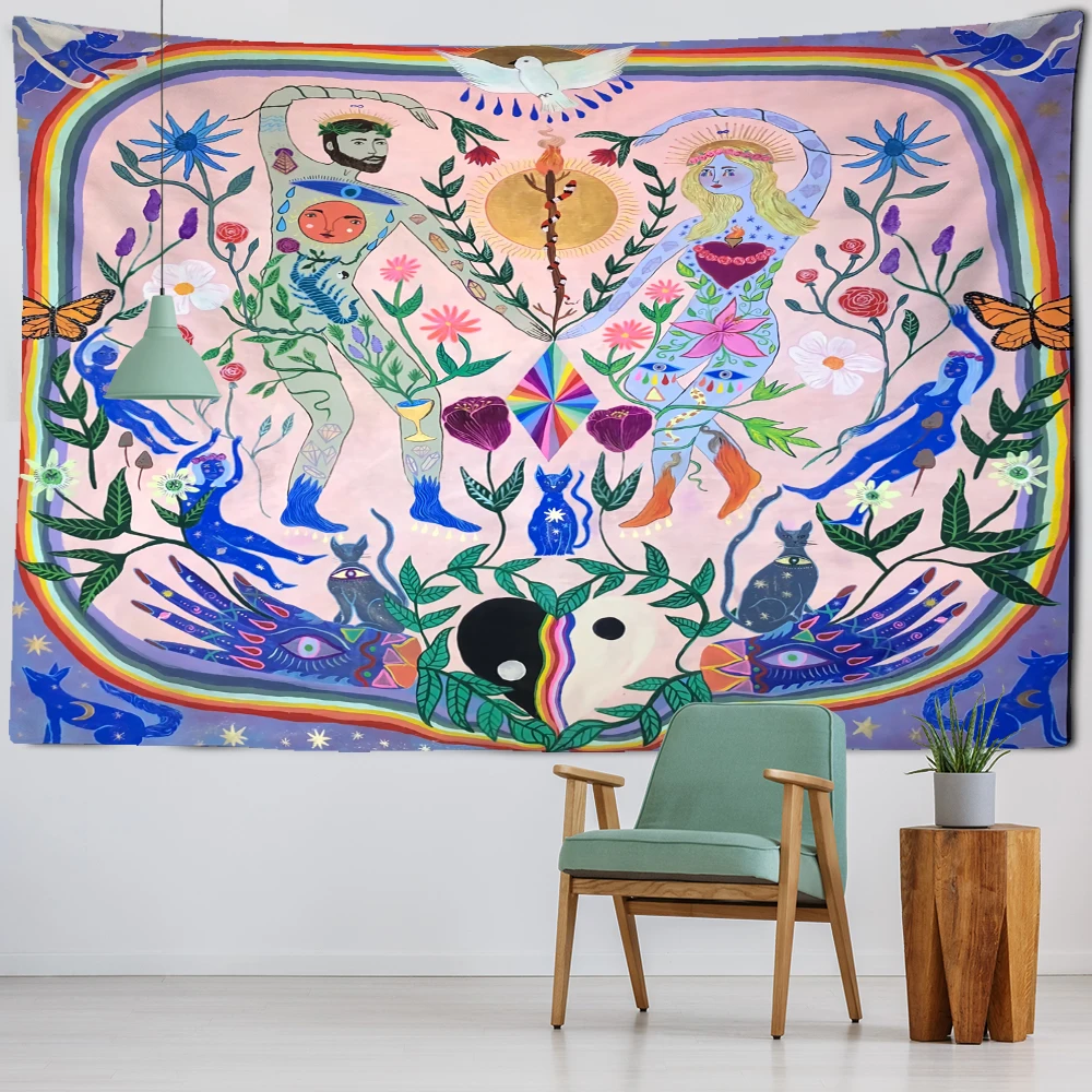 

Растительная Подвеска для стен Эстетическая комната Ретро психоделический Тай Чи кавайный хиппи художественный домашний декор