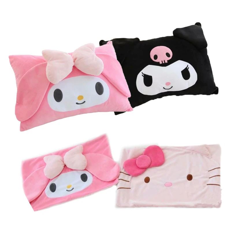 

Cartoon Anime Melody Kittycat Kuromi Gemini Cute Plush Bilateral Thickening Pillow Case Kids Bedroom Decoration Holiday Gift