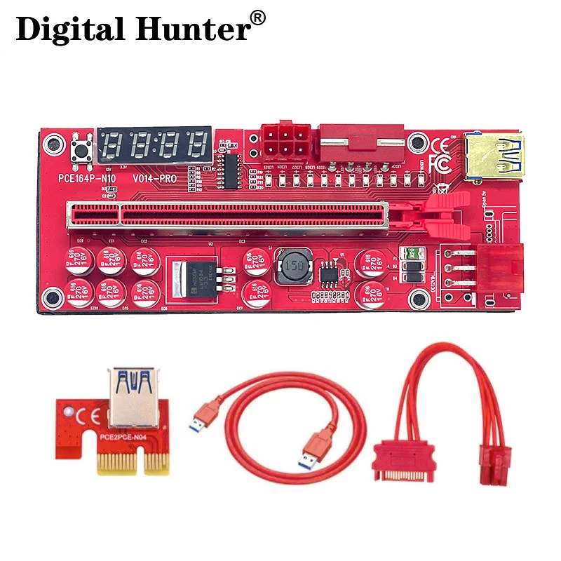 Новый 1-10 шт. V014 Pro PCIE Riser 013 кабель Экспресс x1 x16 SATA к 6-контактному кабелю питания USB 3