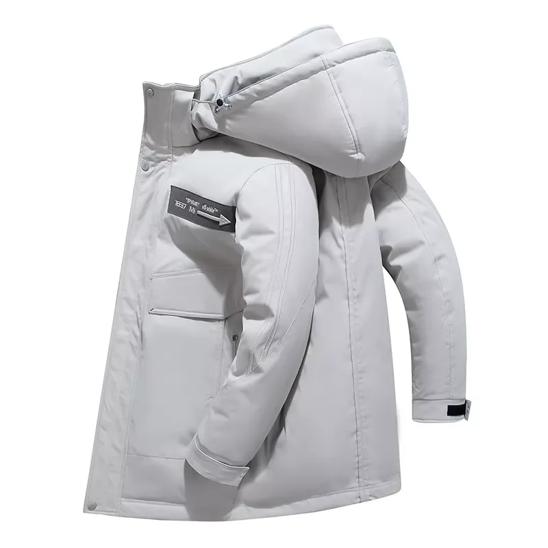 Hooded windbreaker Coat Men Solid Fashion Parkas Men 3XL Brand Winter Warm Down Jacket  Men Casual Windproof Long Thick