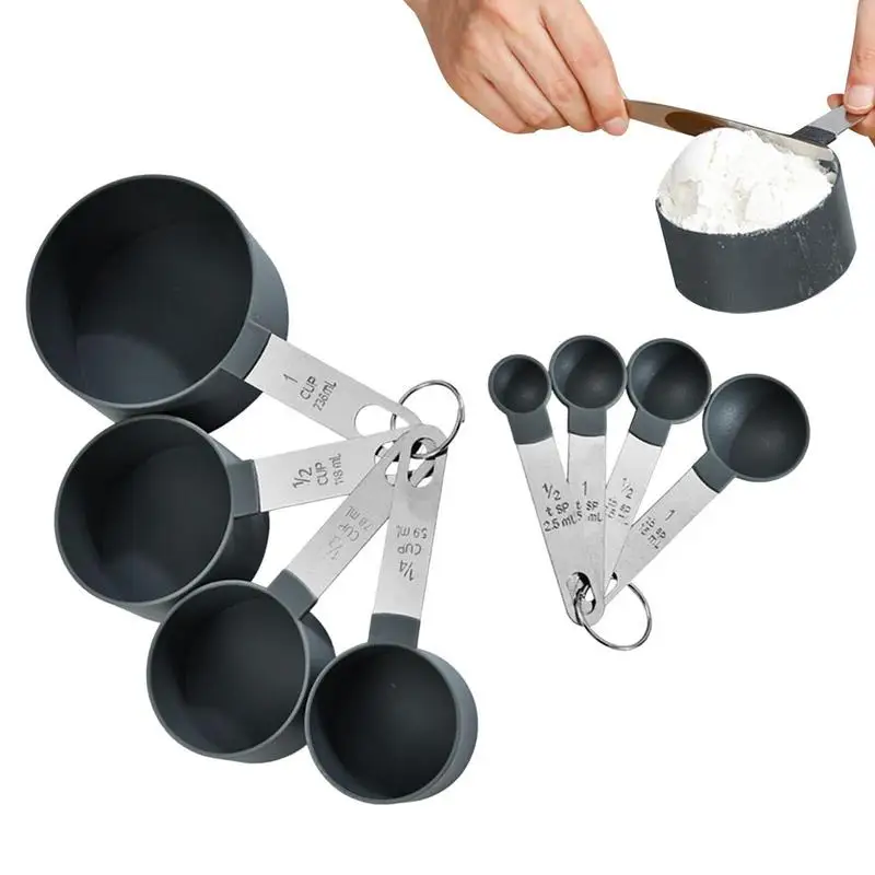 

8pcs Multi Purpose Spoons Cup Measuring Tools PP Baking Accessories Stainless Steel Plastic Handle Kitchen Gadgets