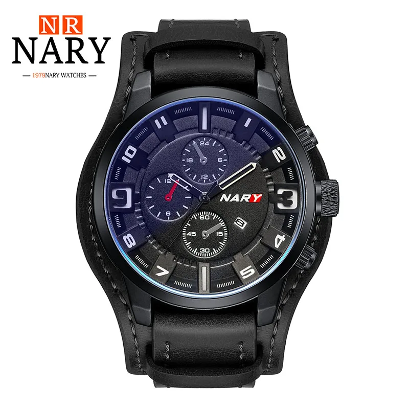 Man Watch 2022 Luxury Brand Nary Men Sports Watches Fashion Steampunk Leather Watches relojes deportivos hombre montre homme images - 6