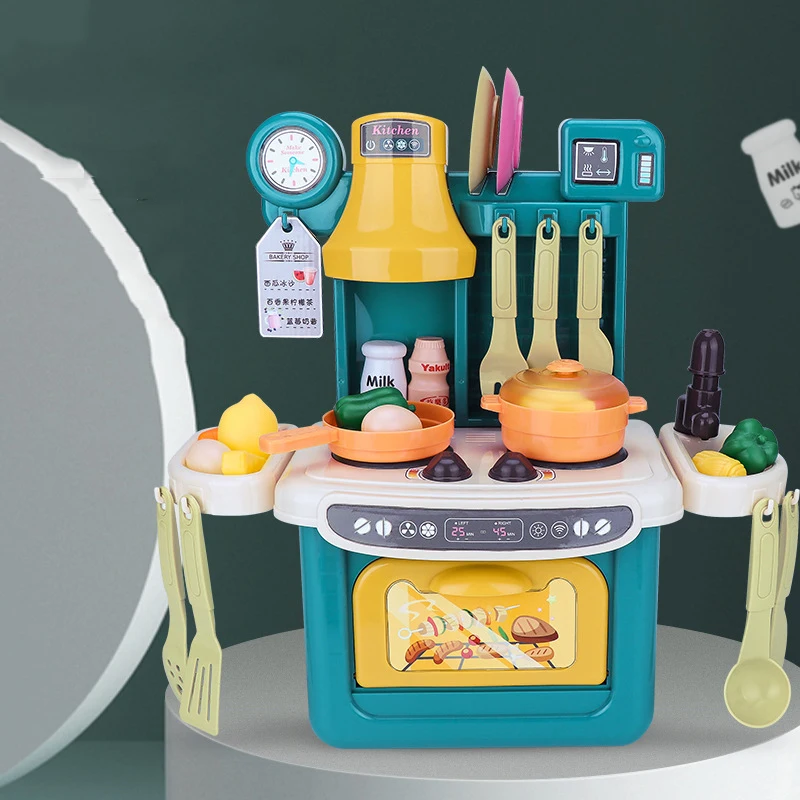 

Pretend Play Toys Simulation Tableware Kitchen Toy Table Lighting Music Early Education Cookingset Children's Christmas Gifts