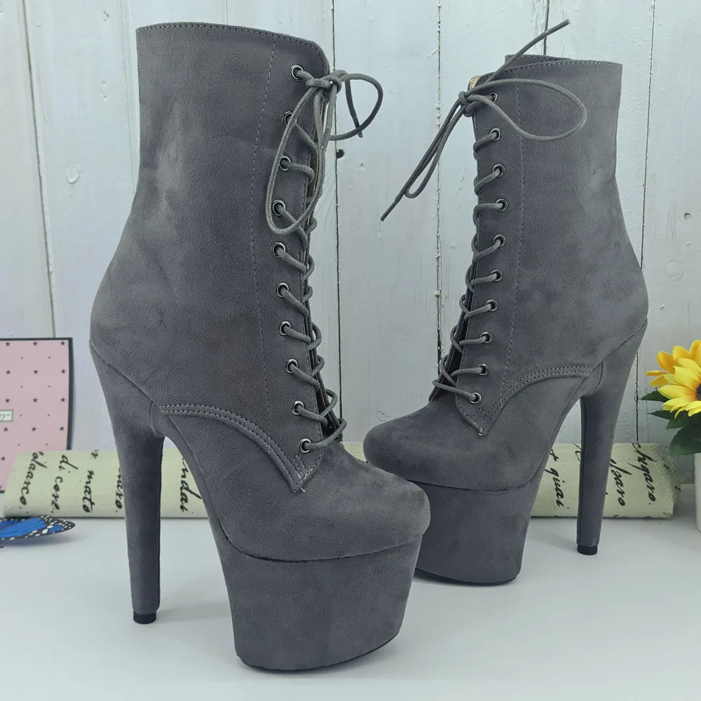 Leecabe Suede Upper Color 17CM/7Inch Women's Platform Sandals  party High Heels Shoes Pole Dance bootie