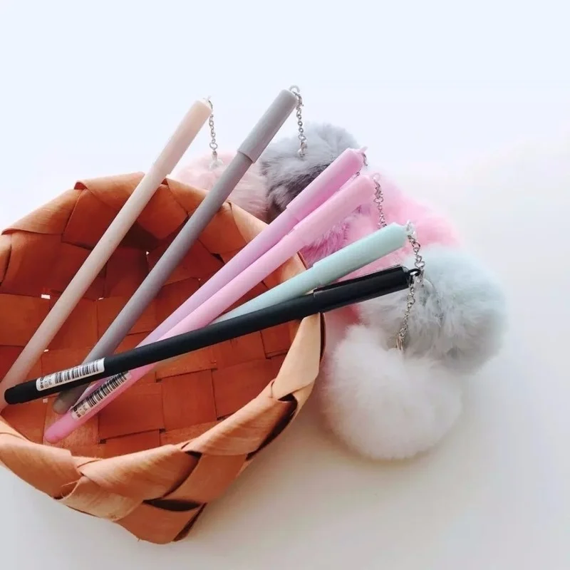 

0.5 Mm Creative Cute Hairy Ball Pendant Gel Pen Full Syringe Sign Pen Student Study Stationery Water Pen