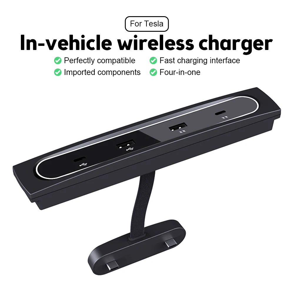

For Tesla Model 3 Y 2021 2022 27W Quick Charger USB Shunt Hub Intelligent Docking Station Car Adapter Powered Splitter Extension