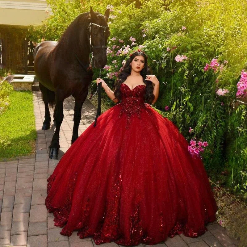 LIYYLHQ Королевский синий платье Quinceanera Принцесса милое бальное кружево блестки