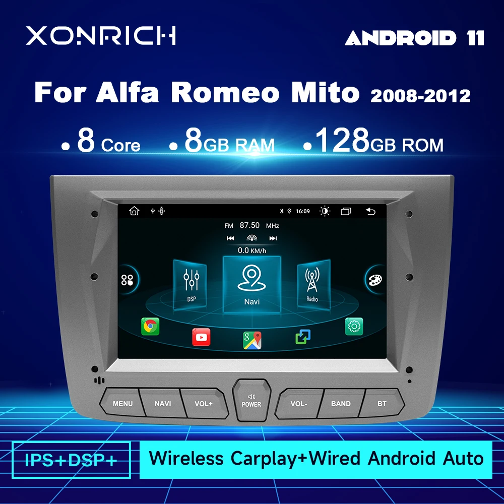 

Wireless Carplay 8GB 128GB Android 11 Car Radio Player For Alfa Romeo Mito 2008 - 2012 Navigation 4G Wifi DSP IPS RDS 2 Din GPS