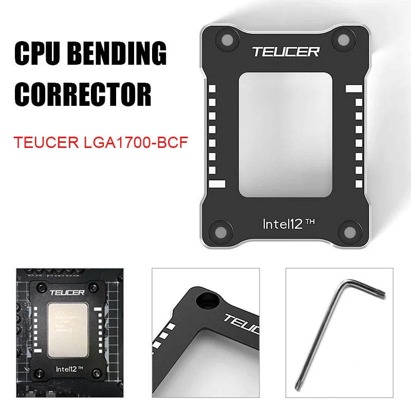 

TEUCER Intel 12Th CPU Bending Corrector Frame Protector LGA1700 Buckle Fix Substitute CNC Aluminum with Wrench