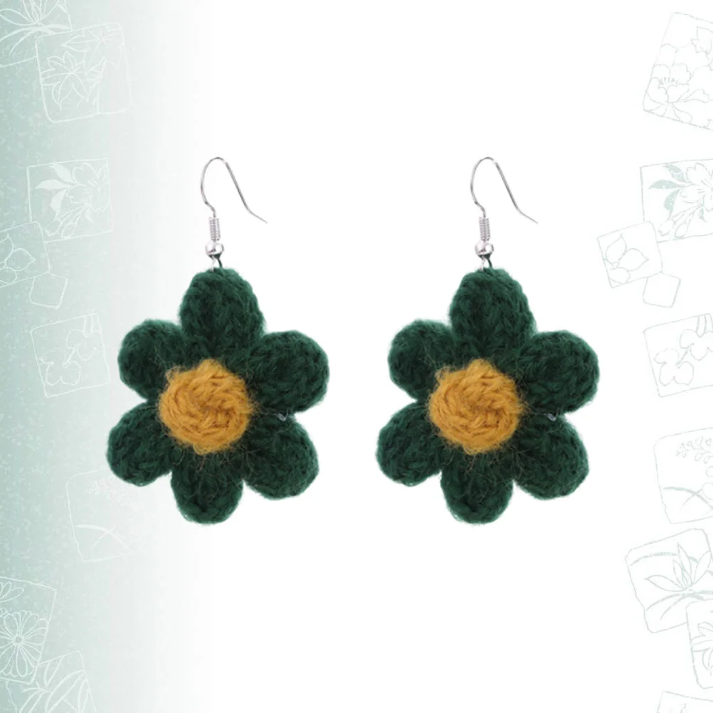 Креативные простые висячие серьги с шерстяным цветком из сплава крючком для