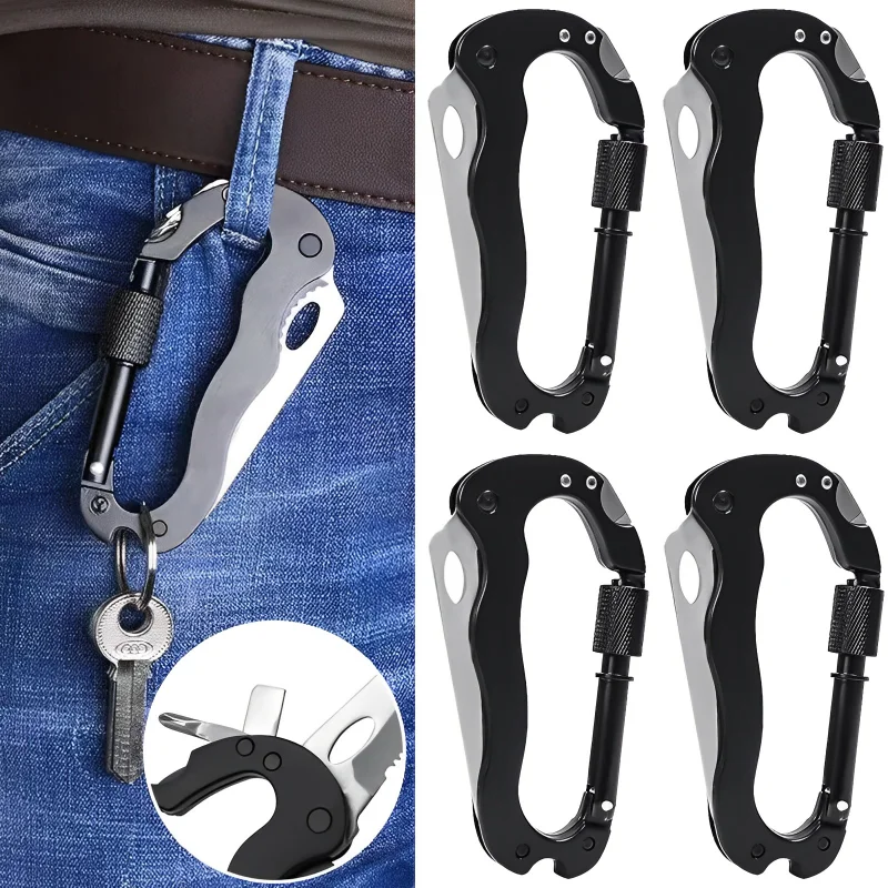

5 In 1 Multi-functional Folding Knife Carabiner Hanging Buckle Screwdriver Bottle Opener Outdoor Camp Hike Mountain Climb Tool