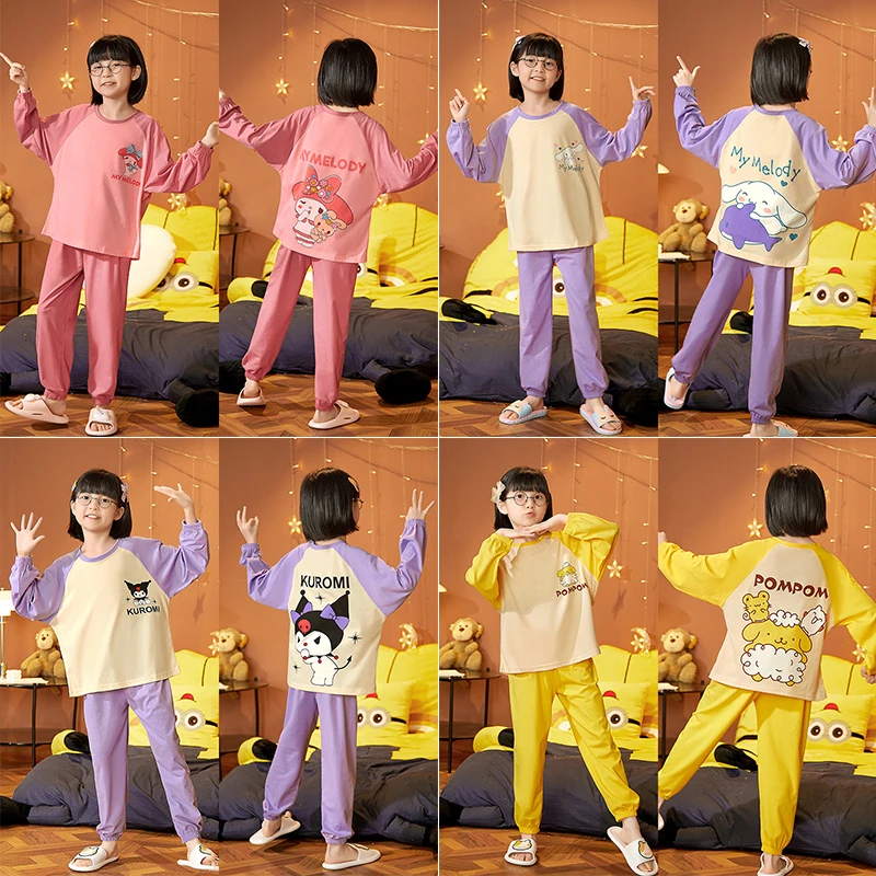 

Anime Kuromi My Melody Children's Pajamas Cotton Long Sleeve Cartoon Homewear Set Outerwear Boys Kids Casual Clothing Pajamas
