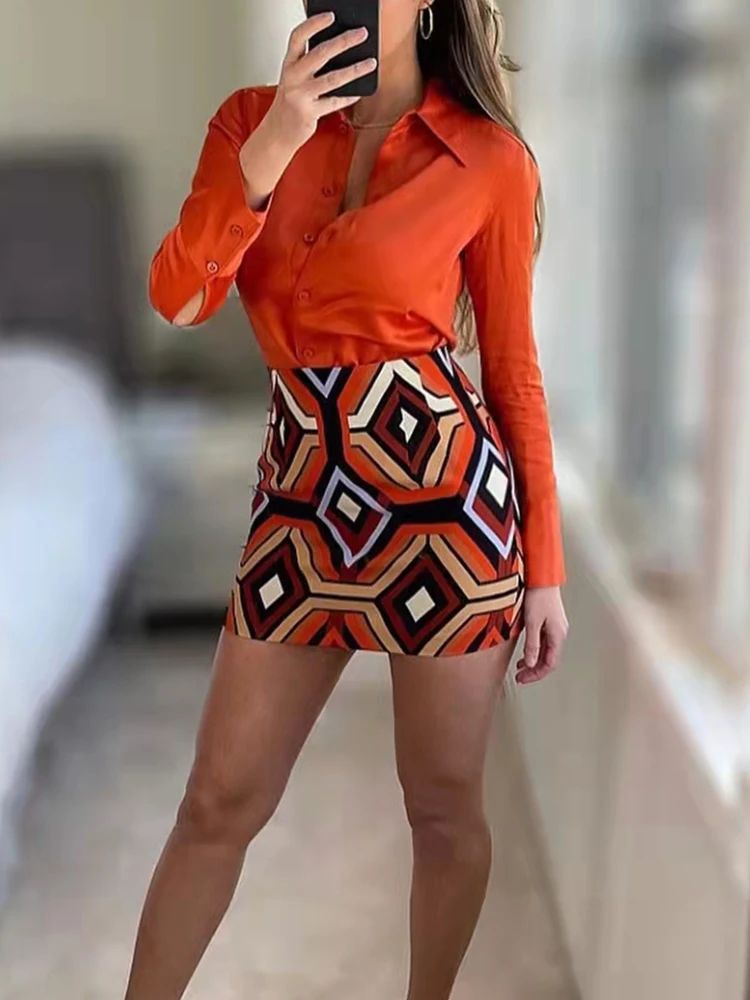 Юбка PUWD женская с геометрическим принтом винтажная пляжная приталенная