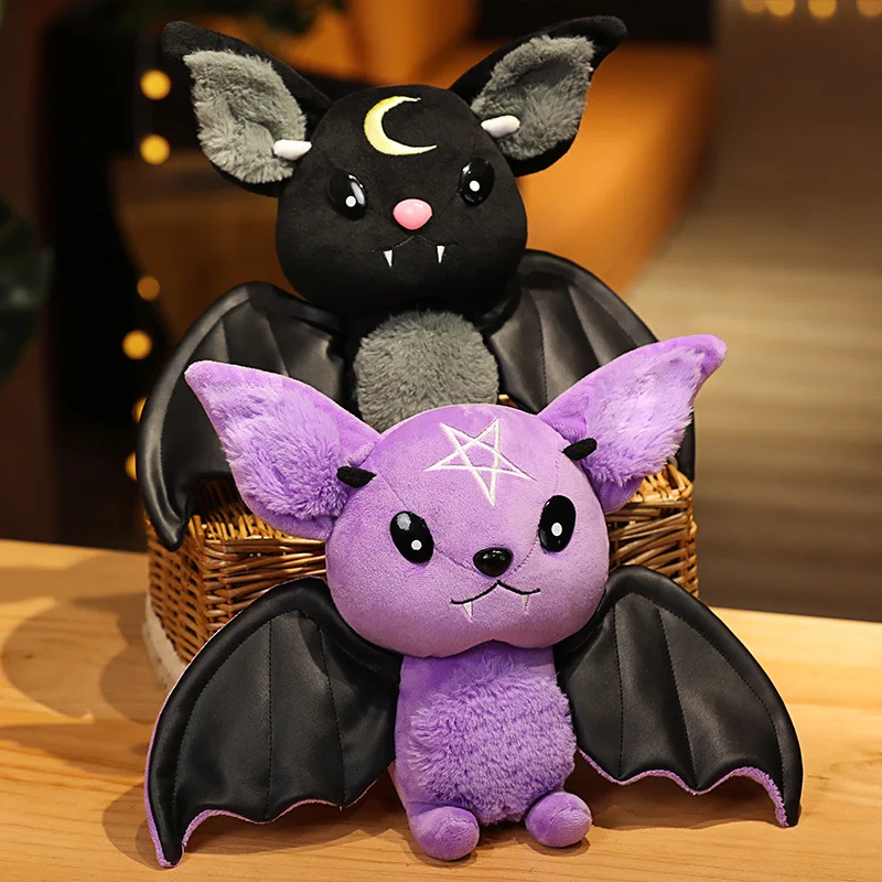 Dark Series Plush Bat Toy Pentacle Moon Bat Plush Doll Stuffed Gothic Rock Style Halloween Birthday Gift Kids Toy Home Decor