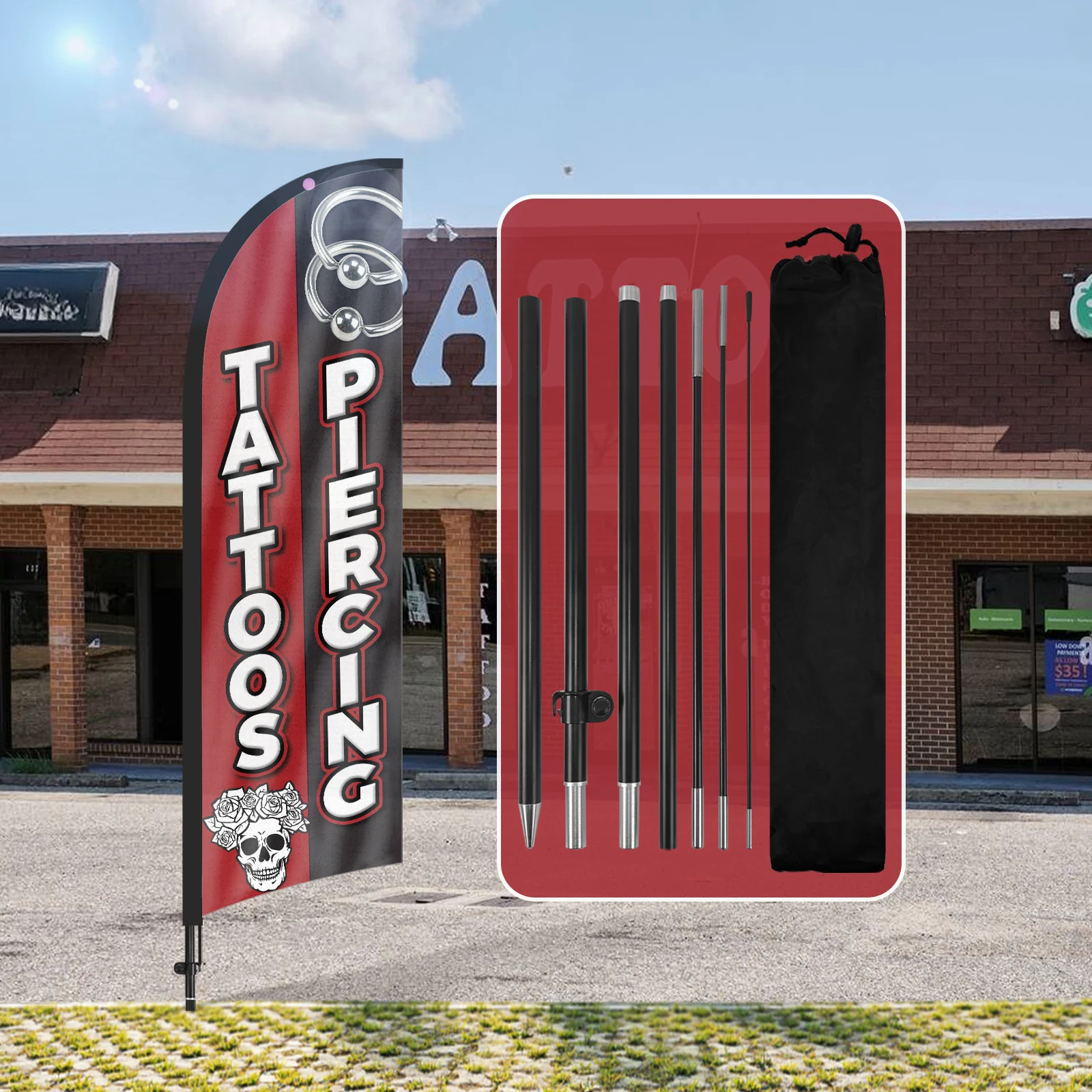 FSFLAG 1 шт. 280 см тату-флаг с перьями флаг флагштоком рекламный наружный баннер