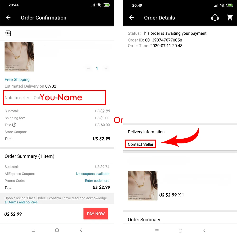 Orazio Custom Pendant Necklace for Women Gold Color Stainless Steel 100 Styles Personalized Letter Name Neck Chain Jewelry Gift