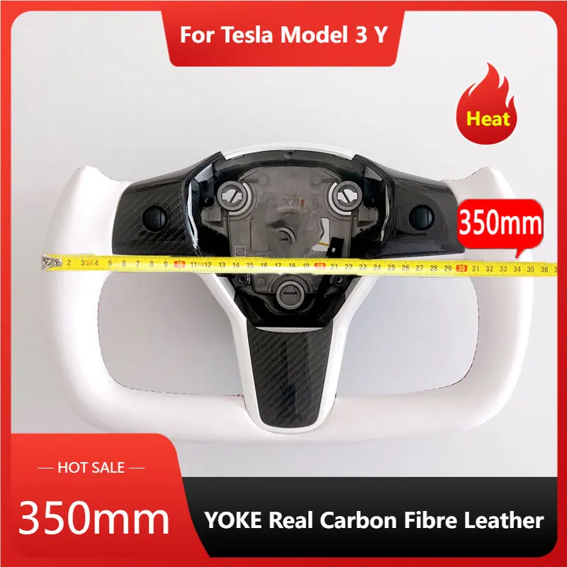 

YOKE Steering Wheel for Tesla Model 3 Real Carbon Fibre Steering Wheel Genuine Leather for Tesla Model Y 2017-2023