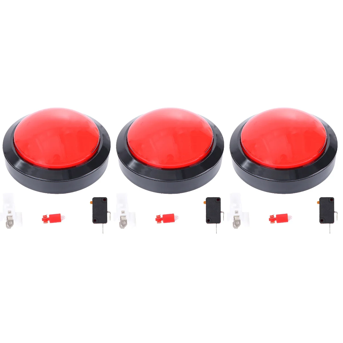 

3pcs Game Answer Buzzer Electronic Responder Toy Digital Responder Big Buttons with Lamp without (Red)