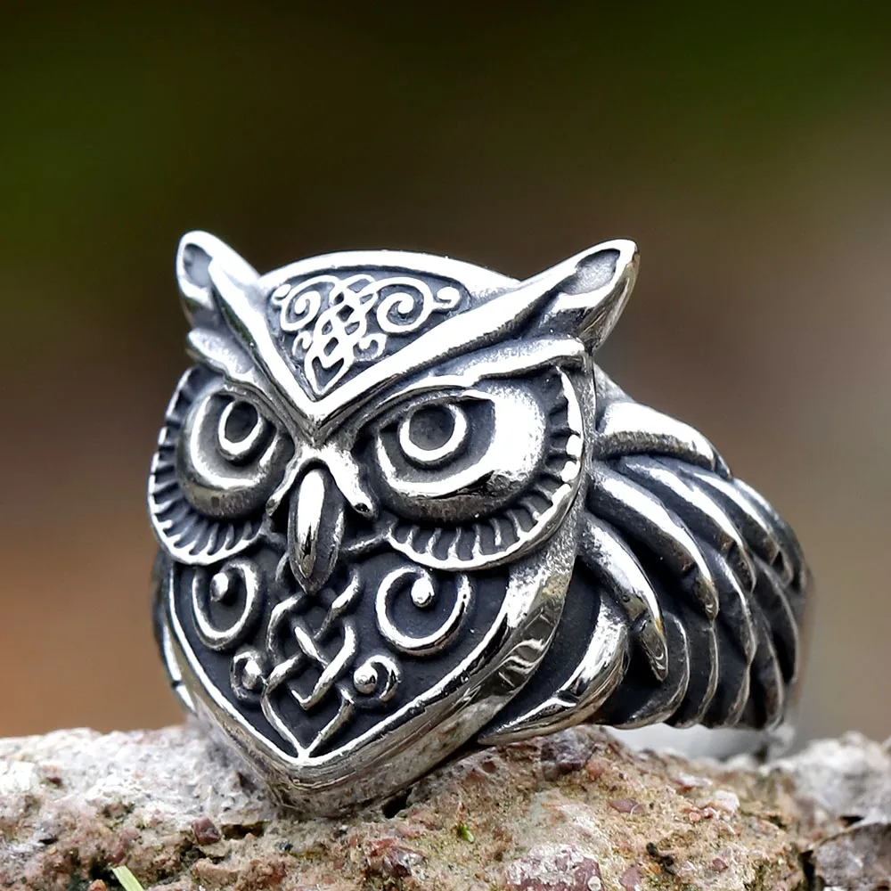 

2023 NEW Men's Stainless Steel Odin Norse Anel Amulet owl head Viking animal Rings For Men Women Retro Jewelry FREE SHIPPING